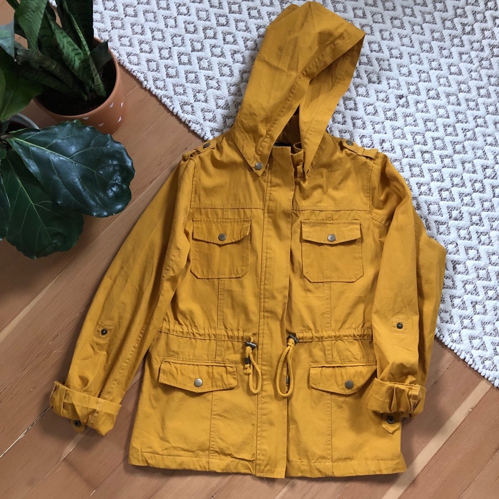 Mustard Yellow Anorak Utility Jacket NWOT